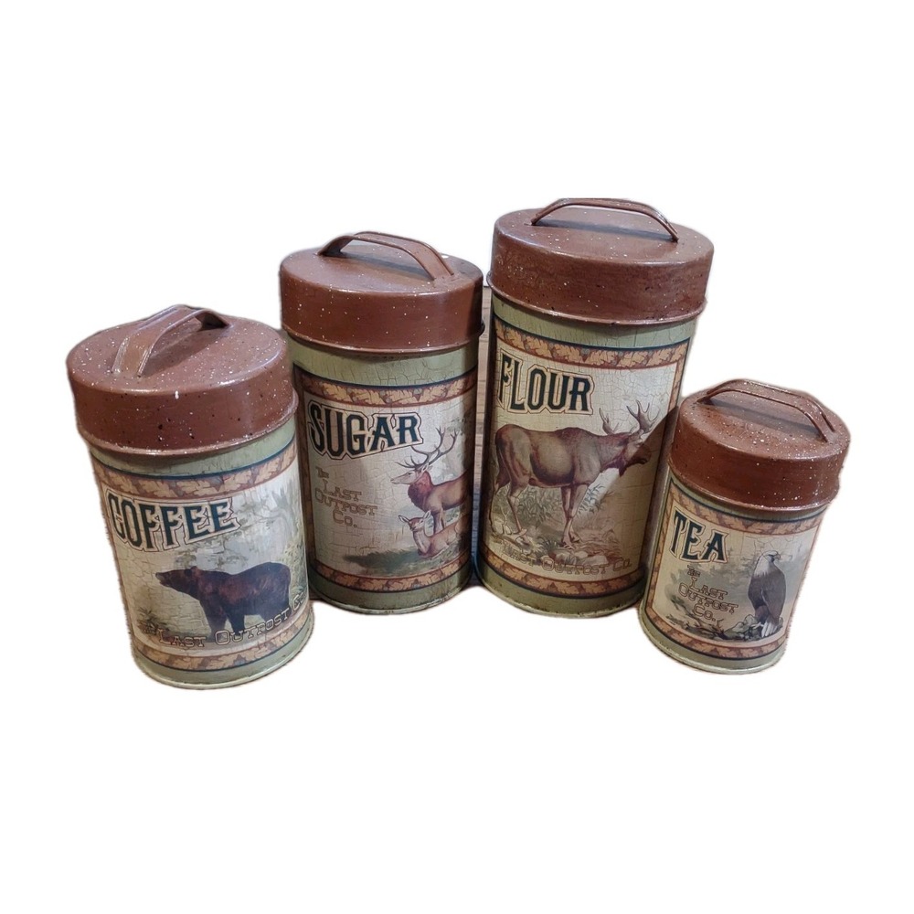 Ohio Wholesale Last Outpost Co Decorative Canister Set Wildlife Rustic Cabin 4pc